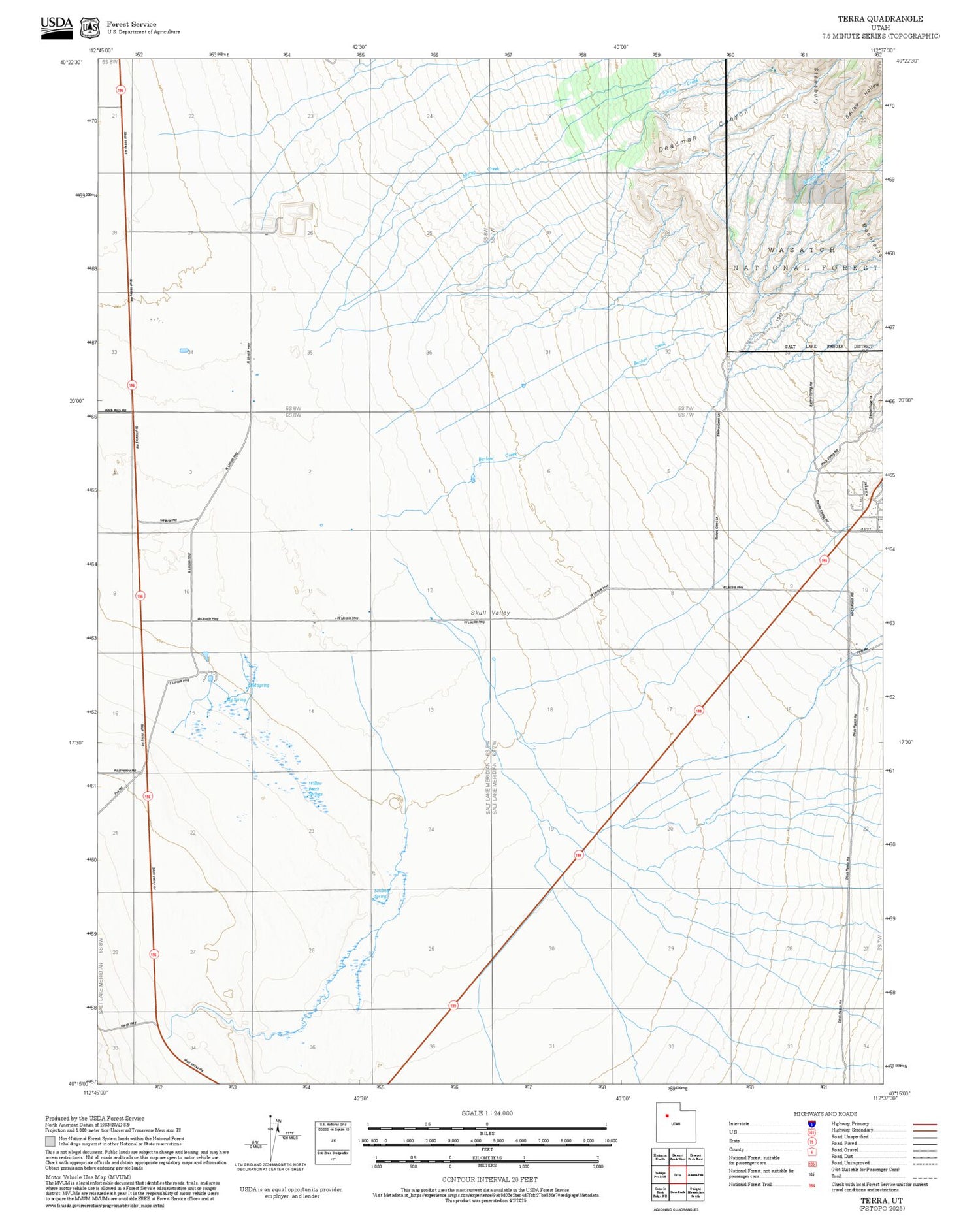 2025 Forest Service Topo Map of Terra Utah