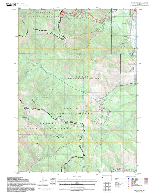 2025 Forest Service Topo Map of Teton Pass Wyoming