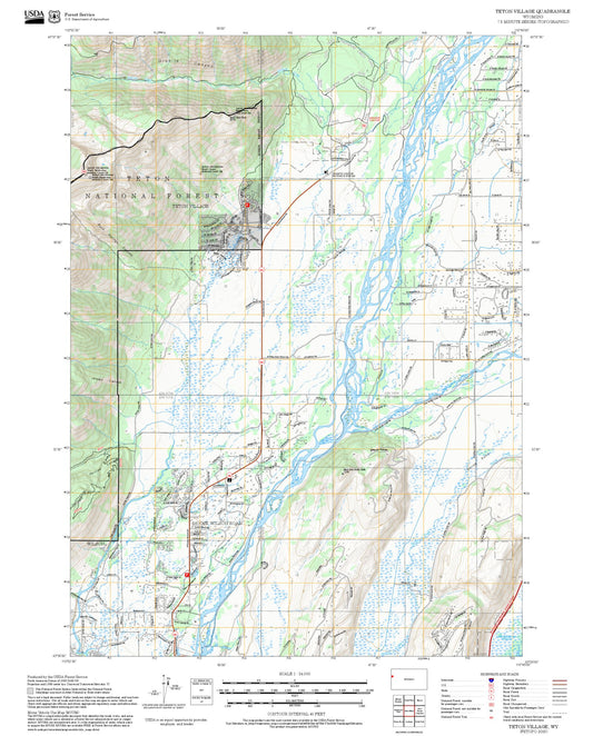2025 Forest Service Topo Map of Teton Village Wyoming