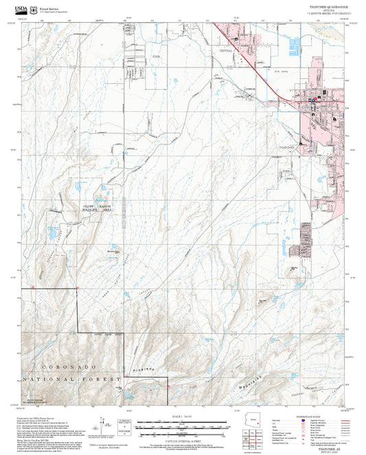 2025 Forest Service Topo Map of Thatcher Arizona