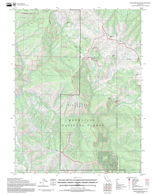 2025 Forest Service Topo Map of Thatcher Ridge California