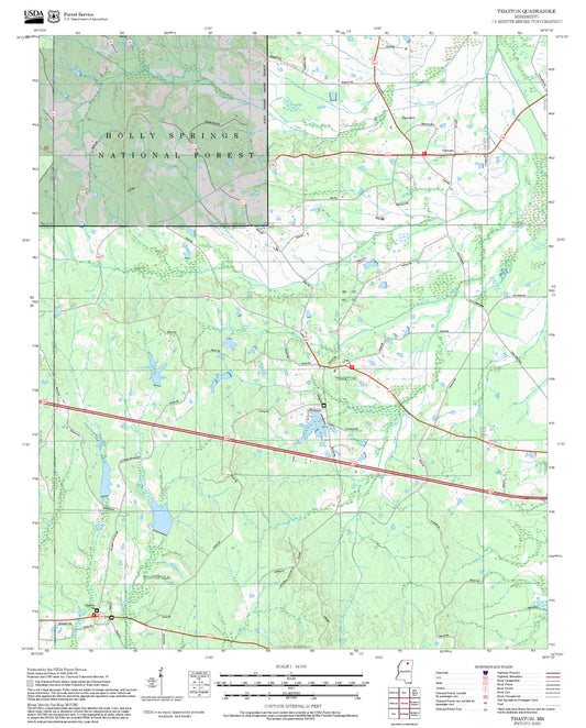 2025 Forest Service Topo Map of Thaxton Mississippi