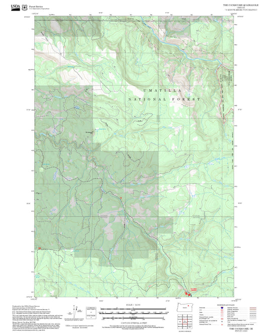 2025 Forest Service Topo Map of The Cockscomb Oregon