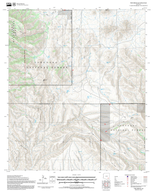 2025 Forest Service Topo Map of The Mesas Arizona