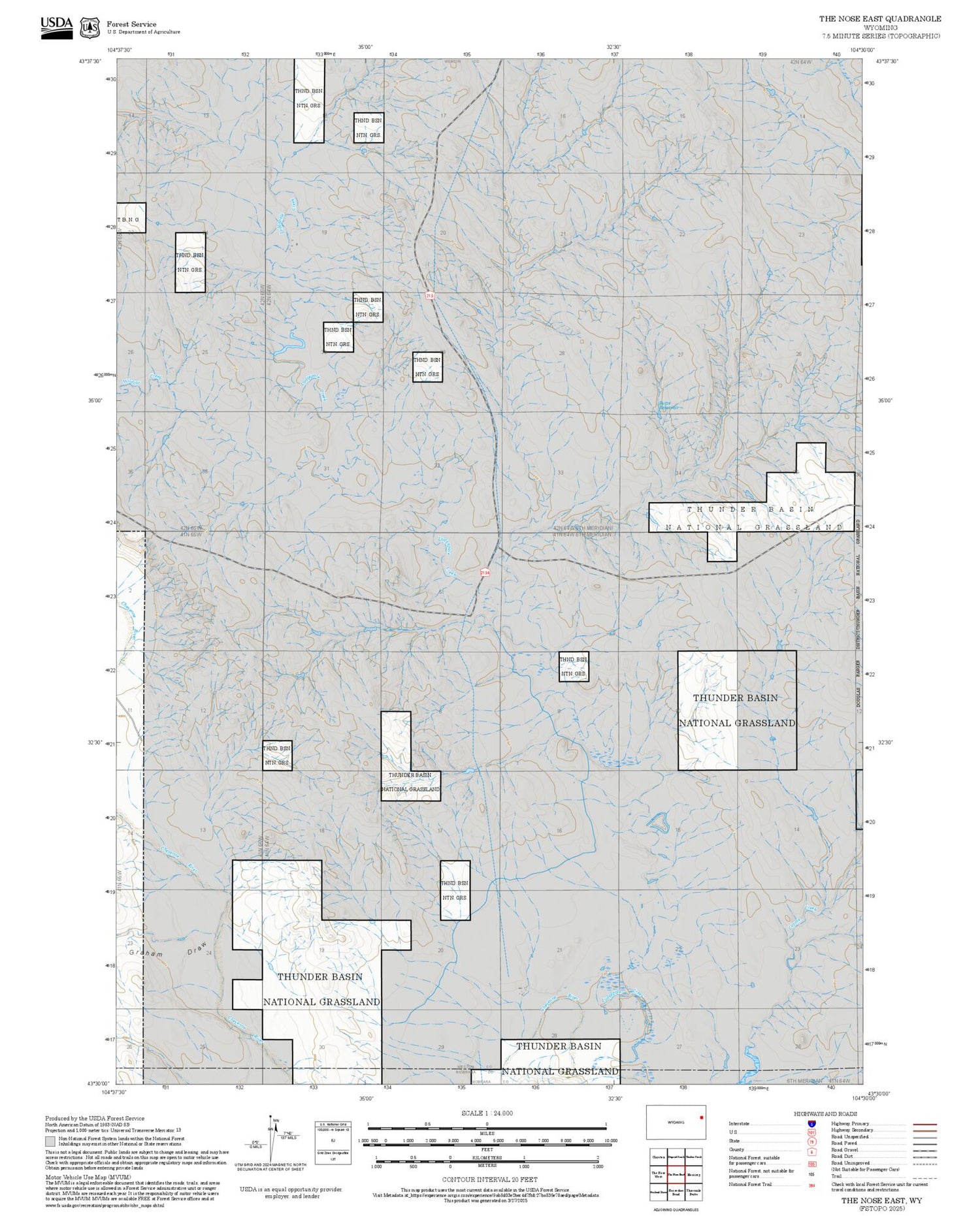 2025 Forest Service Topo Map of The Nose East Wyoming