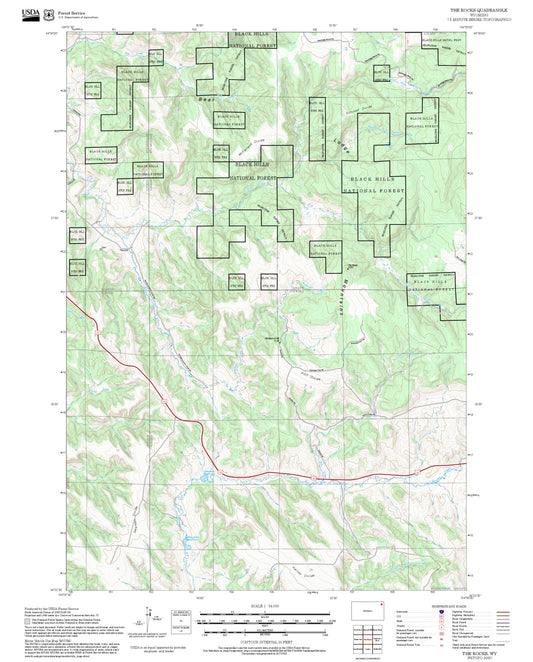 2025 Forest Service Topo Map of The Rocks Wyoming
