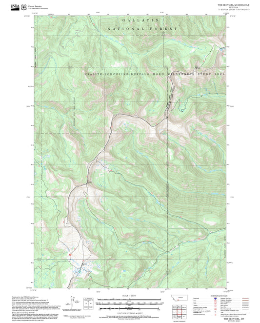 2025 Forest Service Topo Map of The Sentinel Montana
