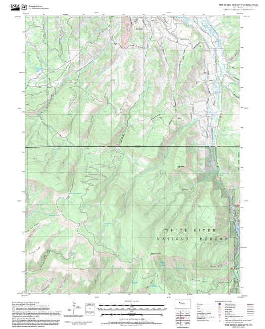 2025 Forest Service Topo Map of The Seven Hermits Colorado