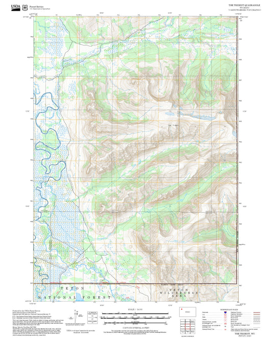 2025 Forest Service Topo Map of The Trident Wyoming