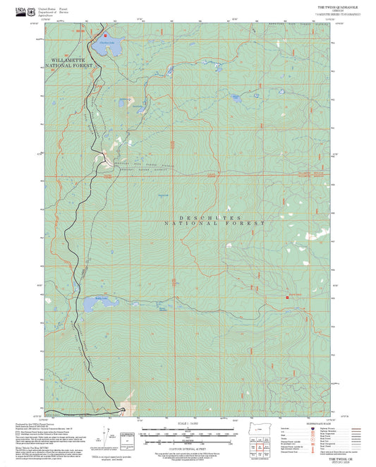 2025 Forest Service Topo Map of The Twins Oregon