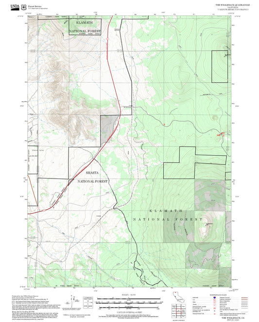 2025 Forest Service Topo Map of The Whaleback California