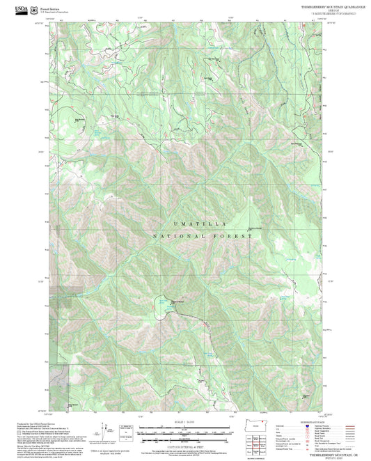 2025 Forest Service Topo Map of Thimbleberry Mountain Oregon