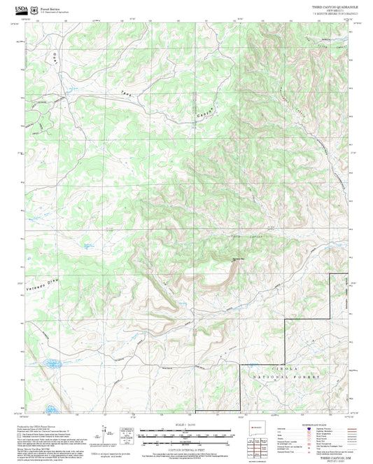 2025 Forest Service Topo Map of Third Canyon New Mexico