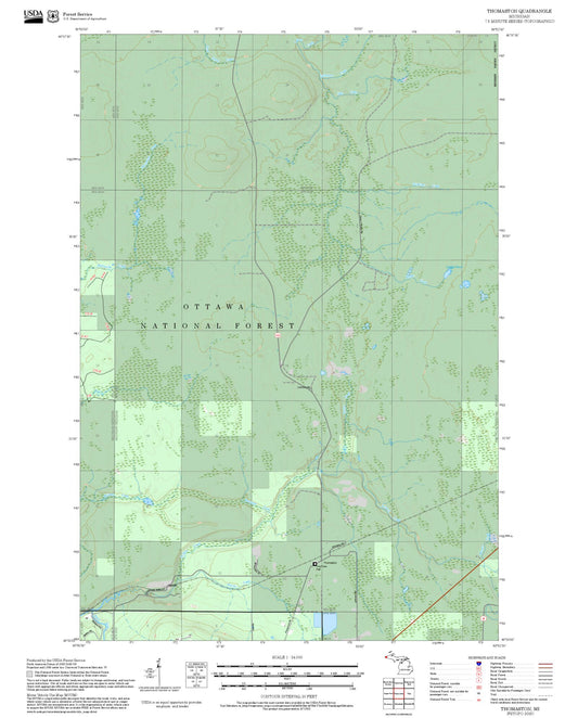 2025 Forest Service Topo Map of Thomaston Michigan