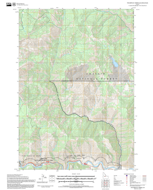 2025 Forest Service Topo Map of Thompson Creek Idaho