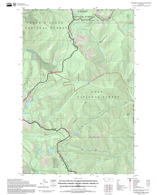 2025 Forest Service Topo Map of Thompson Pass Montana