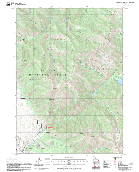 2025 Forest Service Topo Map of Thompson Peak Idaho