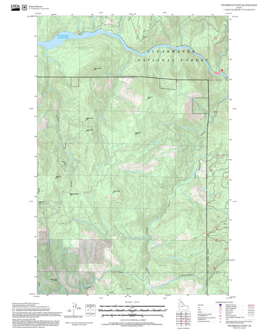 2025 Forest Service Topo Map of Thompson Point Idaho
