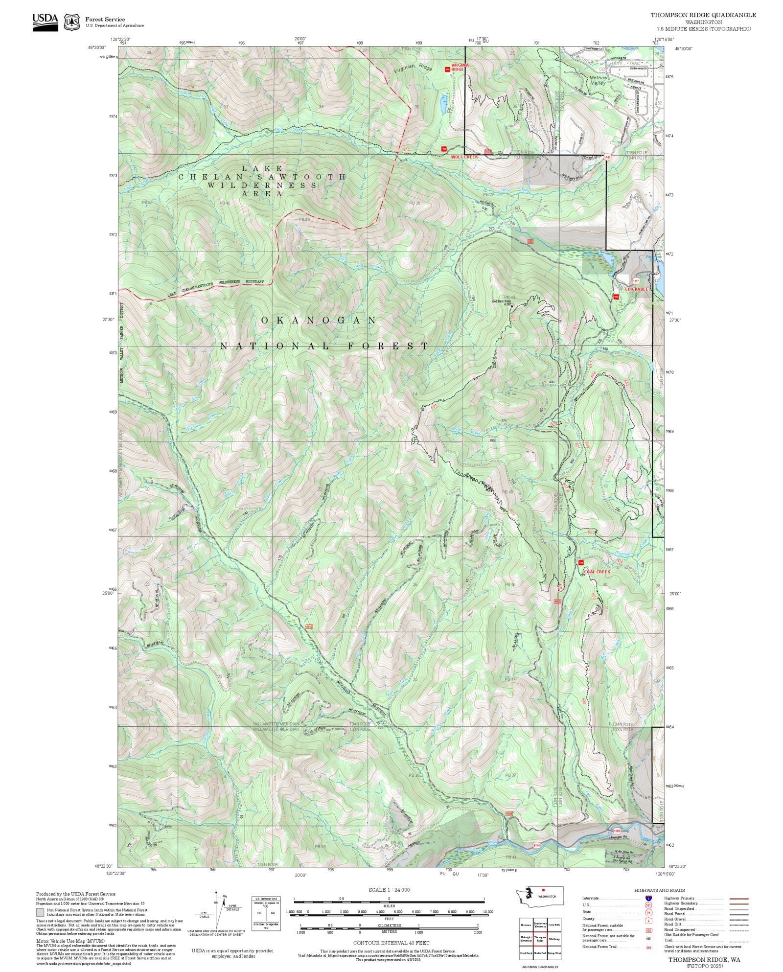 2025 Forest Service Topo Map of Thompson Ridge Washington – MyTopo Map ...