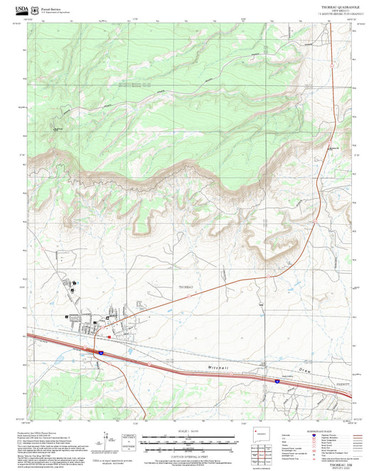 2025 Forest Service Topo Map of Thoreau New Mexico