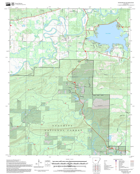 2025 Forest Service Topo Map of Thornburg Arkansas