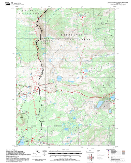 2025 Forest Service Topo Map of Three Fingered Jack Oregon
