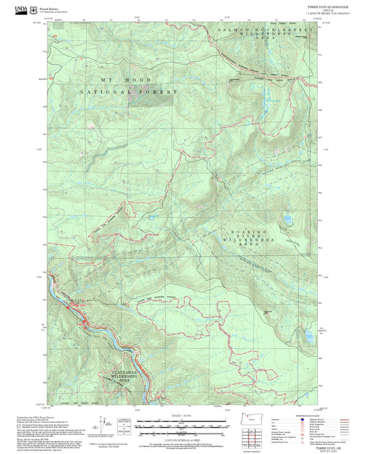 2025 Forest Service Topo Map of Three Lynx Oregon