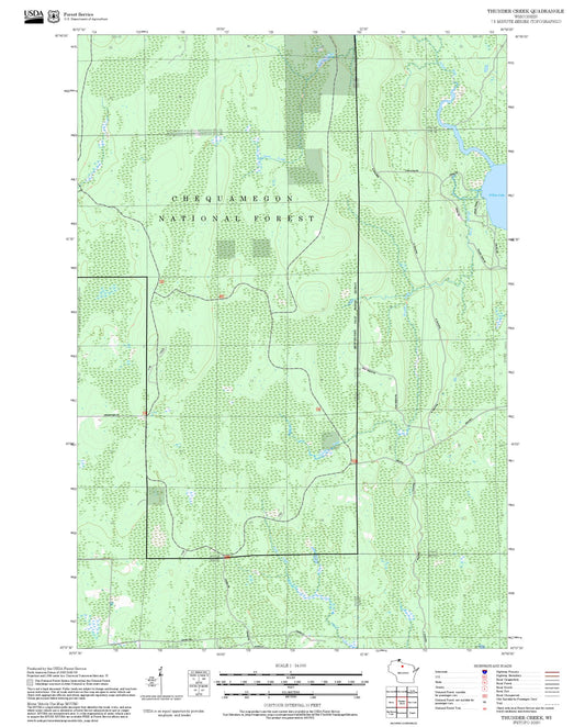 2025 Forest Service Topo Map of Thunder Creek Wisconsin