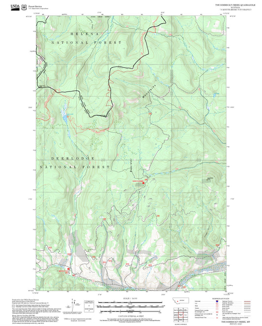 2025 Forest Service Topo Map of Thunderbolt Creek Montana