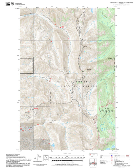 2025 Forest Service Topo Map of Thunderbolt Mountain Montana