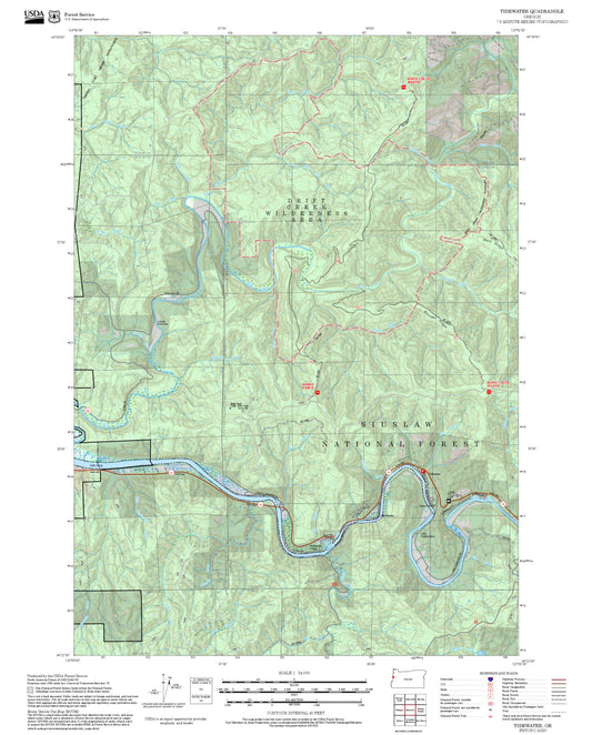 2025 Forest Service Topo Map of Tidewater Oregon