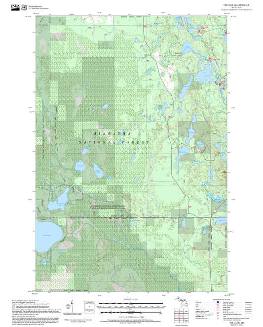 2025 Forest Service Topo Map of Tie Lake Michigan