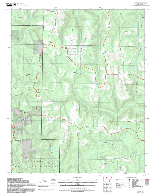 2025 Forest Service Topo Map of Tilly Arkansas