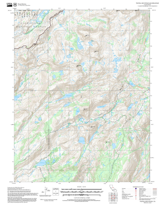 2025 Forest Service Topo Map of Tiltill Mountain California