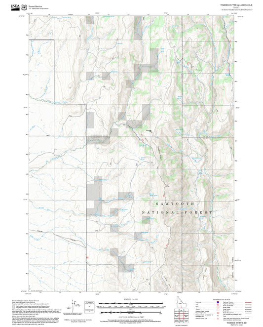 2025 Forest Service Topo Map of Timber Butte Idaho