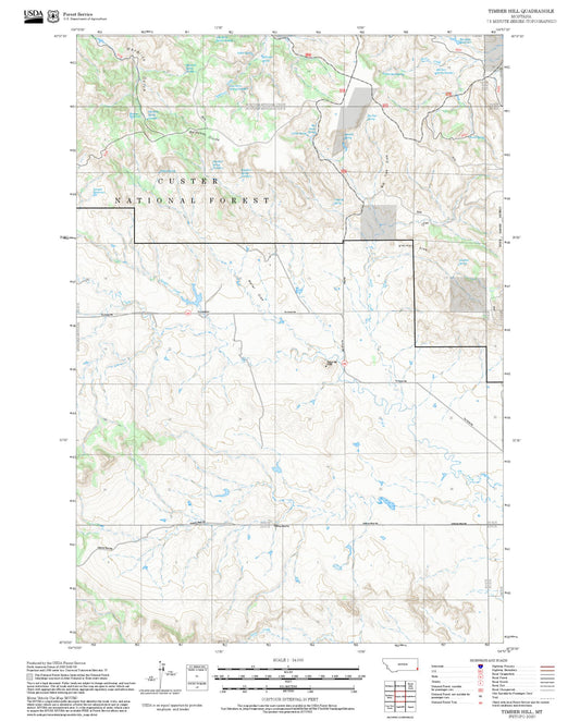2025 Forest Service Topo Map of Timber Hill Montana