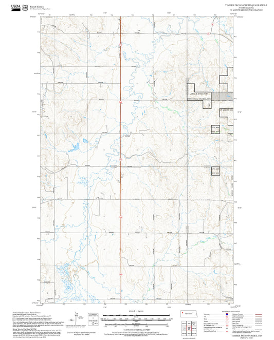 2025 Forest Service Topo Map of Timber Prong Creek North Dakota