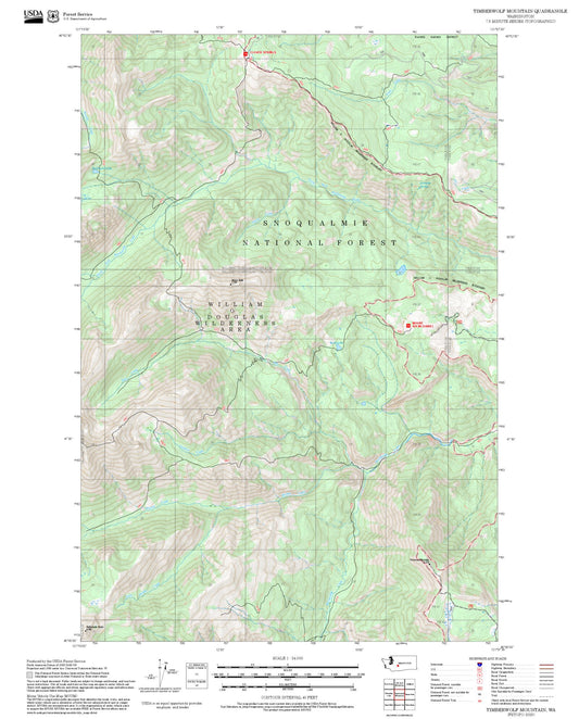 2025 Forest Service Topo Map of Timberwolf Mountain Washington