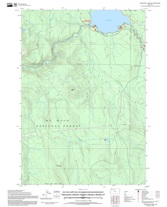 2025 Forest Service Topo Map of Timothy Lake Oregon