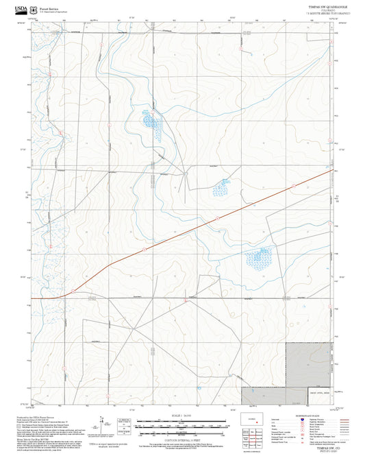 2025 Forest Service Topo Map of Timpas NW Colorado