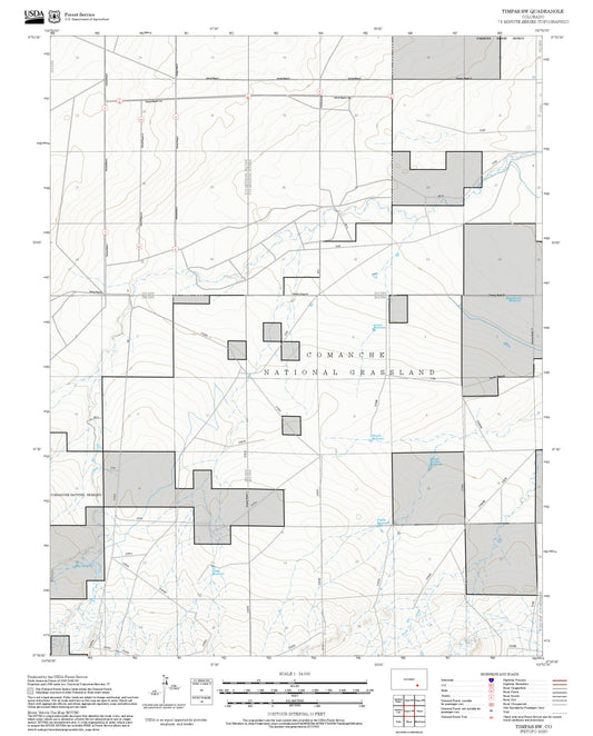 2025 Forest Service Topo Map of Timpas SW Colorado