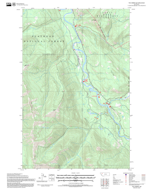 2025 Forest Service Topo Map of Tin Creek Montana