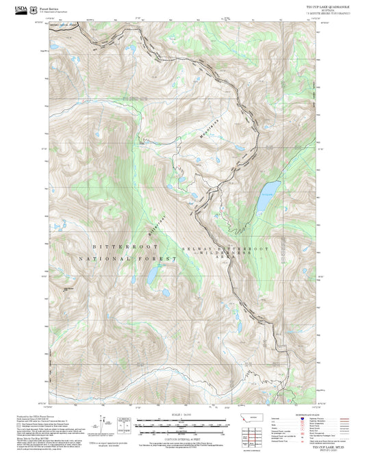 2025 Forest Service Topo Map of Tin Cup Lake Montana