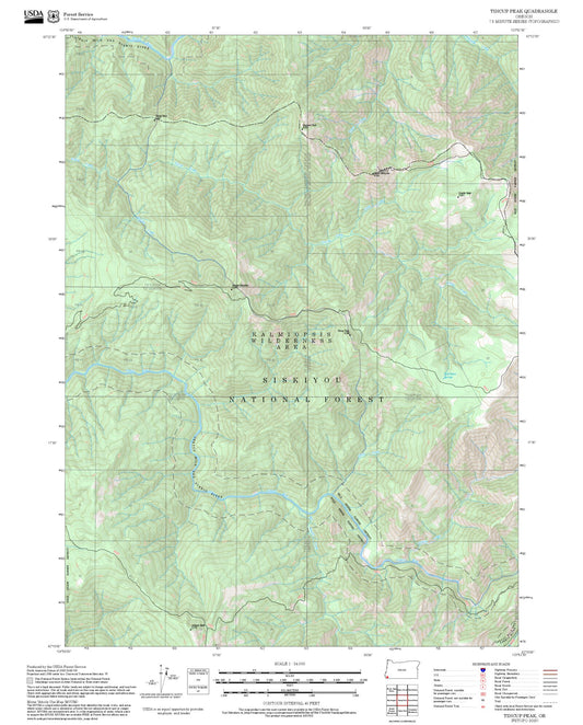 2025 Forest Service Topo Map of Tincup Peak Oregon