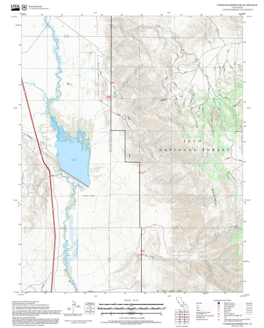 2025 Forest Service Topo Map of Tinemaha Reservoir California