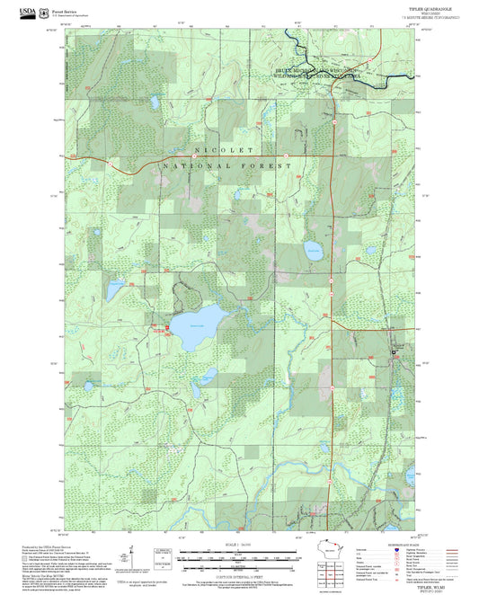 2025 Forest Service Topo Map of Tipler Wisconsin