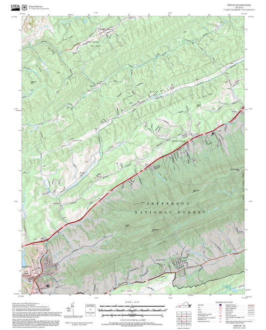 2025 Forest Service Topo Map of Tiptop Virginia