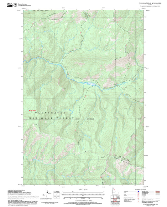 2025 Forest Service Topo Map of Toboggan Ridge Idaho