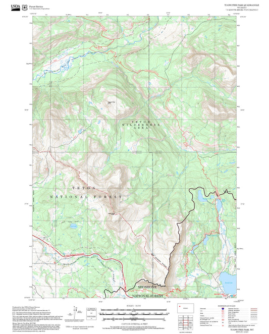 2025 Forest Service Topo Map of Togwotee Pass Wyoming