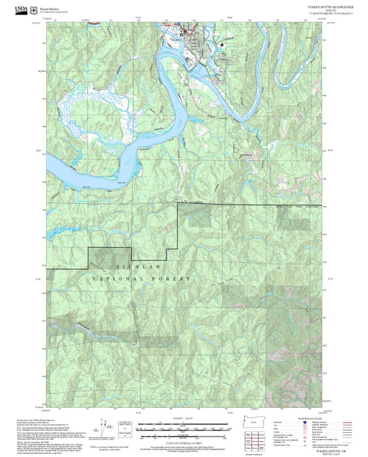 2025 Forest Service Topo Map of Toledo South Oregon